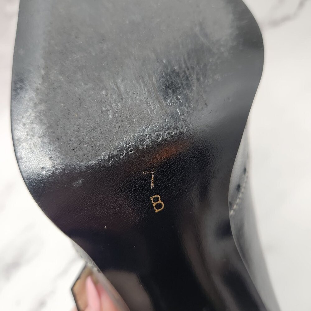 Pedro Garcia Black Leather Y2K Square Toe Block Wall Mary Jane Heels Size 7 - Picture 8 of 9